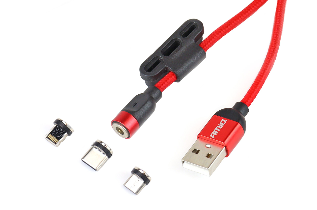 Magnetic port combo cable: lightning/USB C/micro USB 100cm UC-08