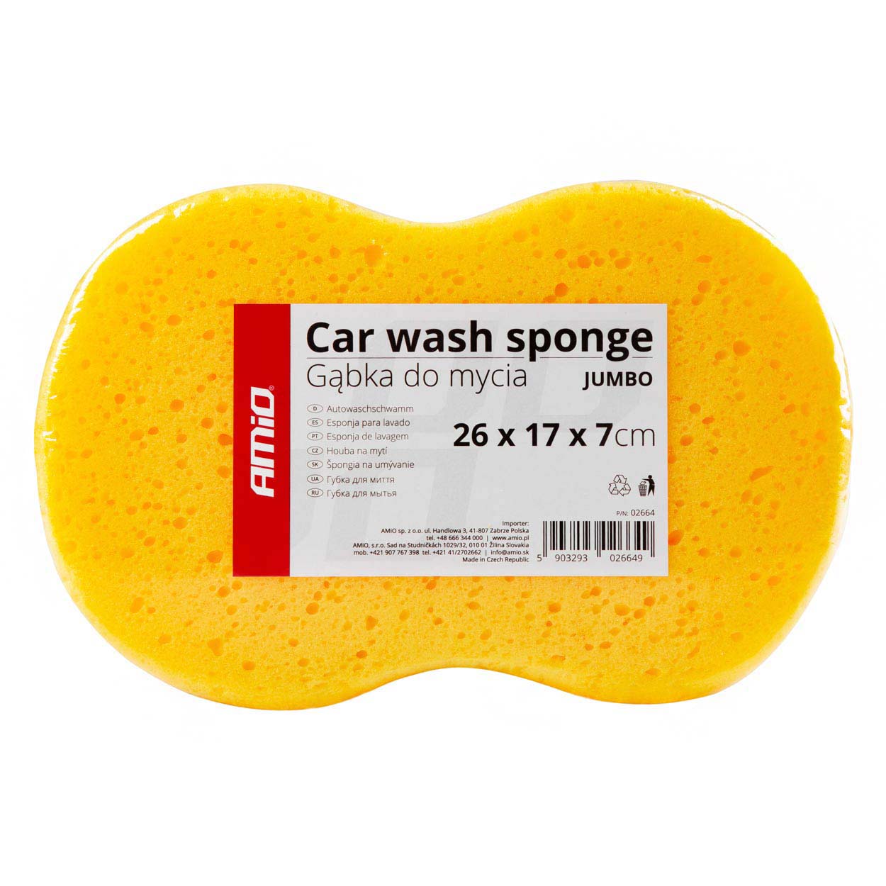 Sponge for car wash AMiO JUMBO 26 x 17 x 7 cm